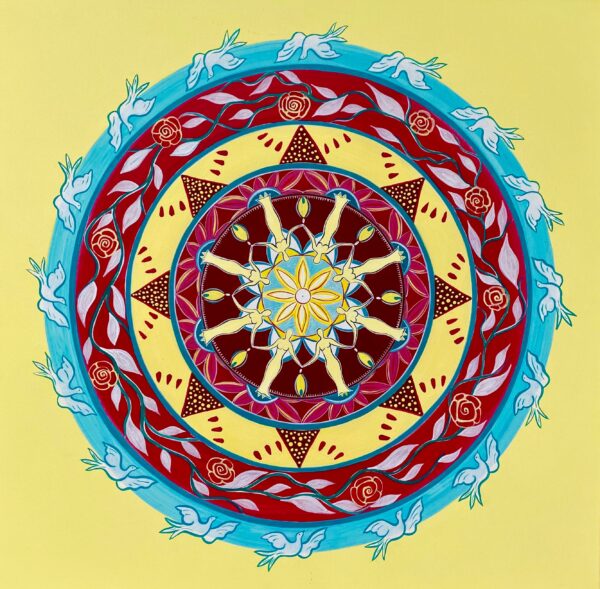 Grusskarte Mandala Sonnenrad von Myriam Christen